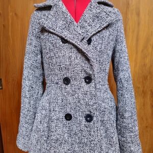 Xhilaration Women's Black and White Pea Coat